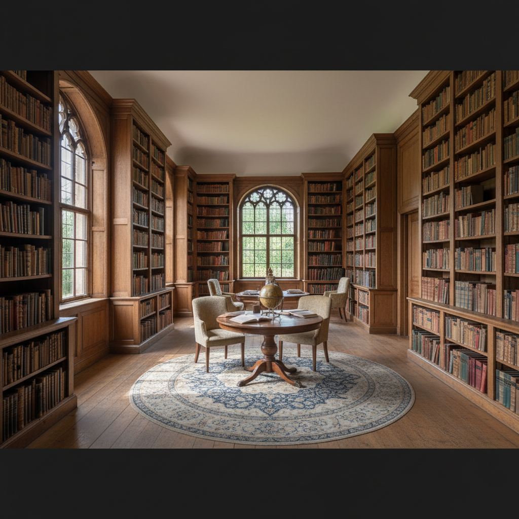 Снимка на стара библиотека с естествена светлина